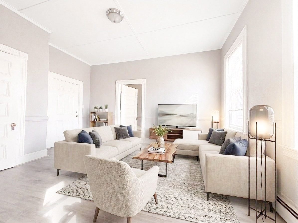 42 East Broadway — staged living room