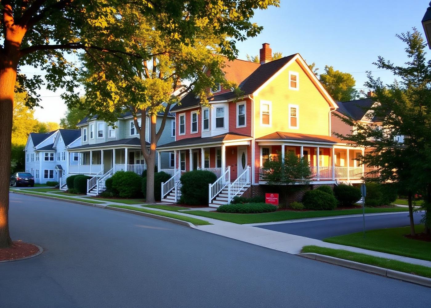 Multifamily homes on a quiet residential street